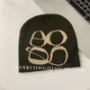 Beanie / Skull Caps Novo Início do Outono Fino Malha Elástica Chapéu Frio Moda Feminina Versátil Impresso Malha Chapéu de Lã Casual Calor J231130