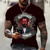 Nova camiseta masculina de manga curta com estampa de barbearia para casal