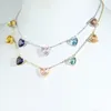 Chains Fashion Colorful Jewelry 5Pcs Multi Color Heart Shaped Birthstone Charm Choker Women Necklace