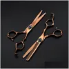 Hair Scissors Professional Feather Gem 6Inch Cutting Hairdressing Thinning Shear Barber For189L Drop Delivery Products Care Styling To Dhl3M