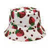 Wide Brim Hats Strawberry Printed Fisherman's Hat Ladies Fresh Visor Men's Outdoor Casual Double Sided Fabric Has Gentlemen