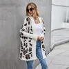 Frauen Strick 2023 Winter Strickjacke Mantel Personalisierte Mode Leopard Muster Gestrickte Pullover Weibliche Übergroßen