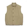 Gilets pour hommes Nanamica coton japonais hiver col debout couleur unie coupe-vent décontracté lâche sans manches manteau chaud