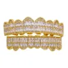 Hiphop grillz för män kvinnor diamanter tandgrillar 18k guldpläterad mode guld silver kristalltänder smycken259s