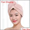 Outils de bain Accessoires Magic Microfibre Cheveux Séchage rapide Sèche-serviette Serviette de bain Chapeau Bonnet de douche rapide Turban Dry 4Styles Rra2239 Drop Dhccx