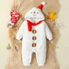 Pagliaccetti Tuta da bambino Manica lunga Con cappuccio Chiusura con cerniera Inverno Natale Pagliaccetto Pupazzo di neve Costume per Ragazze 231129