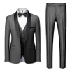 Herrdräkter blazers män mariage färgblock krage jacka byxor maistcoat manlig affär casual bröllop kappa västbyxor 3 stycken set 231129