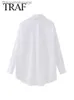 Blouses Femme Chemises TRAF 2023 femmes élégant simple boutonnage solide Blouse longue Sle bureau dames Double poches Rivet Chic chemise hauts BlouseL231130