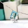 Nieuwe V Gouden Vlinder Platina Gepersonaliseerde Ketting Dames Zeeblauw Schat Zirkoon Kraag Ketting Hanger Instagram Stijlcadeau voor vrouwen met doos