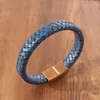 Armreif, Vintage-Stil, blau, mehrlagiges Leder, gewebt, Armband, bezauberndes Weihnachtsgeschenk für Herren, Valentinstag, Beschützer-Schmuck