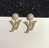 Shiny Glamour Diamonds Ear Studs For Women Top Gold Letter Dangle Earring Designer örhängen Brudbröllop smycken bra alla hjärtans dag gåva louiselies vittonlies