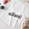 Women Tanks Camis Fash Modna Camisoles list Milano Sexy Chic Crop Top Lady White Summer Cotton Solid Tank S Femme 230428