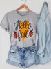 Damen-T-Shirts, bedrucktes Oberteil, Dame, Aquarell, schöne Jahreszeit, Halloween, Damen, Thanksgiving-Shirt, Herbst, Herbst, Grafik-T-Shirt, O-Ausschnitt, Kleidung