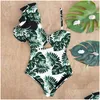 Swim Wear Y One Shoder Ruffle Swimsuit Print Floral Swimwear Women Bathing Suit Beachwear Monokini 220226 Drop Delivery Sports Outdoor Dhhml