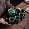 Plateaux à thé en céramique, disque à bulles, glaçage Temmoku cuit au four, minimaliste, petit plateau numérique, Pot Zen, Table, ensemble chinois