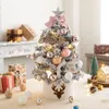 Decorazioni natalizie 45/60 cm Mini albero di Natale con luci Desktop fai da te Rosso dorato Decorazioni natalizie Anno Festa a casa Ornamenti per finestre 231129