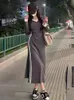 Robes décontractées de base Grande taille 4xl 5xl décontracté mince à manches longues robes d'été noir bureau dame femmes vêtements printemps mode coréenne robe élégante 231129