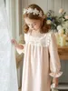 Pyjamas hiver vêtements de nuit pour enfants Vintage enfant en bas âge fille col rabattu princesse brossé peignoir enfant chaud pyjamas vêtements de nuit costume 231129