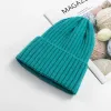 Unisex zima miękka ciepła bawełniana kaszmirowa czapka czapka wysokiej jakości dzianina kablowa zwykłe czapki solidny kolor ciepły kapelusz