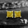 Stud Fashion 100% 925 boucles d'oreilles en argent sterling coupées 6 6mm jaune haute teneur en carbone diamant boucles d'oreilles pour femmes fête fine bijoux243x