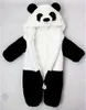 Rompers 0 36 månader födda babykläder håller varma vinter jumpsuits övergripande panda djur huva pojke romper flicka pajamas 231129