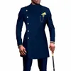 Costumes pour hommes Blazers Vêtements africains pour hommes Costume 2 pièces Veste Pantalon Mariage traditionnel Slim Fit Couleur unie Festival Party Style ethnique 231129