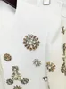 Pantalon de deux pièces pour femmes High Street Costume de créateur de mode Ensemble de perles Diamants Strass Perlé Veste courte Flare Slit