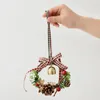 Juldekorationer jul mini krans trädhänge hängande dekorationer tall nålar klocka krans julgran hem dörrprydnader år 2024 231129