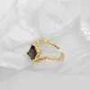 Cluster Rings Trendy 925 Sterling Silver Irregular Geometric Texture Zircon Thick Gold Plated Tarnish Free Jewelry