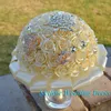 Wedding Flowers Real Pos Stunning Golden Bridesmaid Bridal Bouquets Artificial Crystal Rose Crown Bouquet