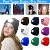 Casquettes de cyclisme Masques LED Bonnet avec lumière unisexe USB rechargeable 4 lampe frontale chapeau tricoté lampe de poche hommes casquette cadeau éclairé hiver Nigh I2H7 231129