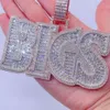 Bijoux hip hop personnalisés OEM, pendentif lettre glacée VVS Moissanite 10K 14K, collier Hip Hop en or véritable, pendentif en diamant