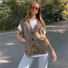 Tricots pour femmes Femmes Oversize Cardigan Top Femme Dames Gilet sans manches Pull Poche Lâche Pull tricoté Casual Automne Hiver