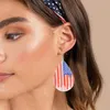 Boucles d'oreilles créoles frontière fête de l'indépendance américaine drapeau national rayures rouges et blanches goutte d'eau acrylique double face