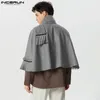 Men's Trench Coats Men Cloak Patchwork Scarf Lace Up Pleated Streetwear Irregular Trench Open Stitch Fashion Male Coats Ponchos INCERUN S-5XL 231127