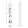 Power Strips Extension Cords Surge Protectors EU 3AC Plug Outlet Strip 3000W With 2m Cord USB Type C Ports Electrical Sockets Protector Charging Adapter 231130