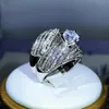 Bröllopsringar Luxury Double Set Ring High Grade Zircon Plated Real Gold Men S and Women's Party Jewelry Gift 231130