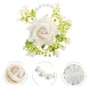 Pendentif Colliers 4 pcs Décor Mariée Poignet Corsage Corsages Mariage Fleur Fille Demoiselle D'honneur Bracelet Blanc Bracelets