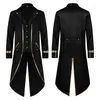 Heren Trench Coats 2023 Halloween Tuxedo Men's Gothic Jacket Steampunk Tailcoat Long Coat Medieval Costume Frock Gold Trim Fit