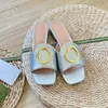 Женские сандалии на низких каблуках Dermis Slide Designer Sandal Platform Slipper Metal Bugle Shoes Summer шлепанцы с коробкой 35-41