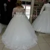 Abito da ballo in pizzo bianco abito da sposa stile country scollo a V lunghezza del pavimento tulle applicazioni abito da sposa da giardino per le donne Illsuion manica in pizzo fattoria abiti da sposa 2024