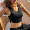Women's Tanks Short Inner Tube Y2k Tops Tight Sexy Crop Tank Top 2023 Solid Color Stretch Slim Fit U-neck Bottoming Vest