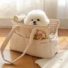 Hondenauto -stoel bedekt Korea Fashion Out Portable Cat Carrier Bag Diagonaal huisdier Schouderrugzak Ademblement Nest