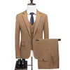 Men's Suits 2023 Fashion Men's Three-piece Set Casual Business Trend Slim Single-breasted Small Suit Full Size S-5XL