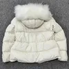 Parkas 2023 même style oie a-ligne vers le bas haut de gamme manteau à capuche court pour femme collier de cheveux de renard IWGP