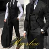 Мужские костюмы Блейзеры Черный мужской костюм Бизнес-офис Куртка Брюки Жилет из трех предметов Slim Fit Наряд Свадебный смокинг для одежды на заказL231130