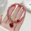 Charm Bracelets Beautiful Pink Crystal Bracelet For Women Strawberry Stone Beads Jewelry With Lucky Bag Elastic Wristband Christmas Gift