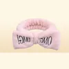 Lettera di moda OMG Candate per donne per ragazze Bow Head Bande Wash Face Turban Makeup Bande per capelli elastici Coral Flece Cap Accessori8203360