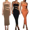 Casual Dresses Sexy Strapless Hollow Bag Hip Slim Dress Elegant Ladies Off Shoulder Party Temperament Sheath Bodycon Pencil Maxi Vestidos