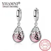 YHAMNI Original Plata de Ley 925 piedra de ópalo redonda pendientes grandes para mujer moda temperamento piedra lunar Brinco LVES6568293x